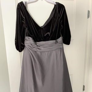 Formal satin and velvet dress